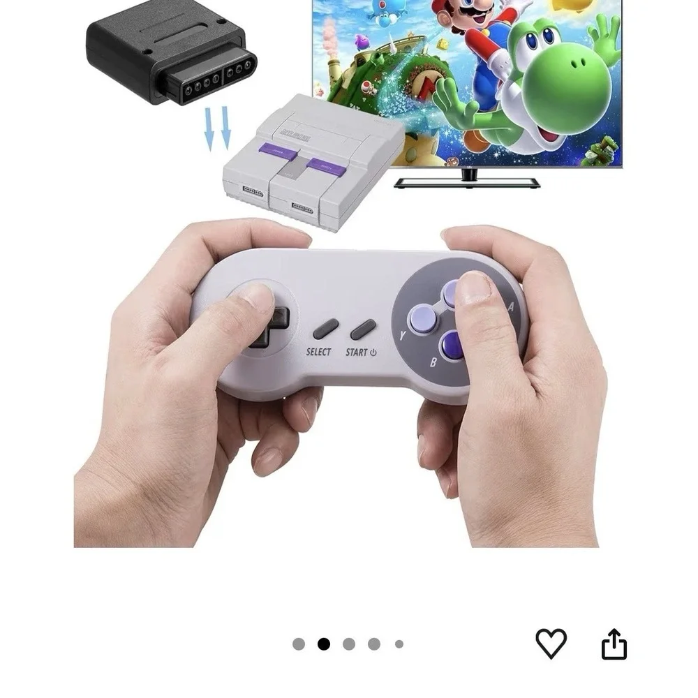KIWITATA 2 Pack 2.4GHz Wireless Controller For Super Nintendo Purple Button